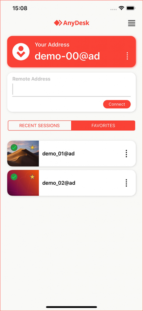 The AnyDesk iOS version for iPhone and iPad