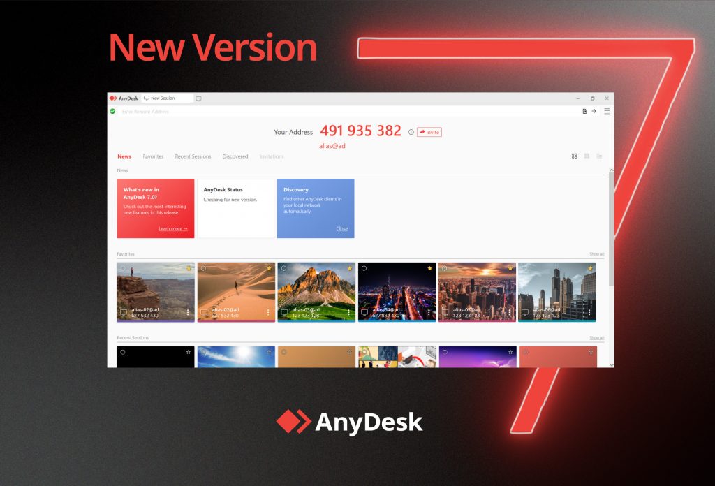 Screenshot von AnyDesk Version 7 für Windows